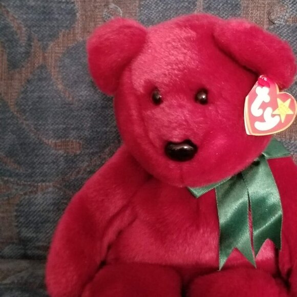 Limited edition cranberry Ty Teddy beanie buddy - Picture 2 of 11